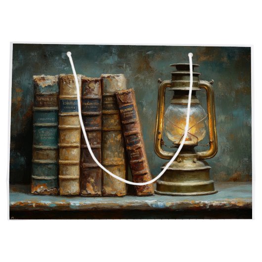 boek Stack Schilderen Antiek Bibliotheekmuur Groot Cadeauzakje (Achterkant)