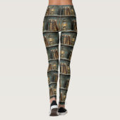  boek Stack Schilderen Antiek Bibliotheekmuur Leggings (Achterkant)