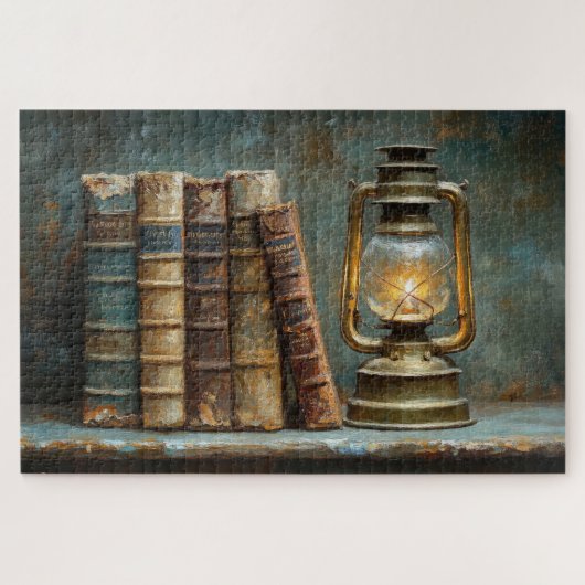  boek Stack Schilderen Antiek Bibliotheekmuur Legpuzzel (Horizontaal)