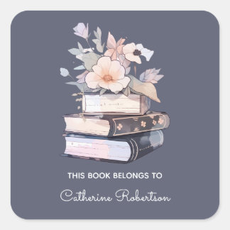Boek Stapel Dit boek behoort tot Naam Boekplaat Vierkante Sticker
