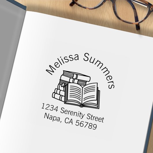 Boek Stapel Open Boek Arch Ex-Libris Rubberstempel