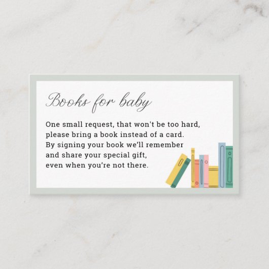 Boek Thema Baby shower Boeken voor Baby Informatiekaartje (Voorkant)
