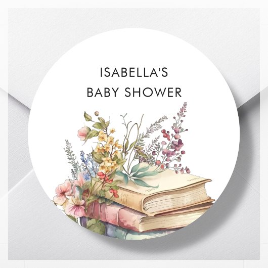 Boek Thema Baby shower Favor Ronde Sticker