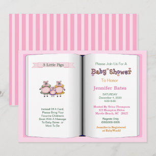 Boek Thema Baby shower Invitation (Meisje) Kaart