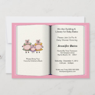 Boek Thema Baby shower Invitation (meisje) Kaart