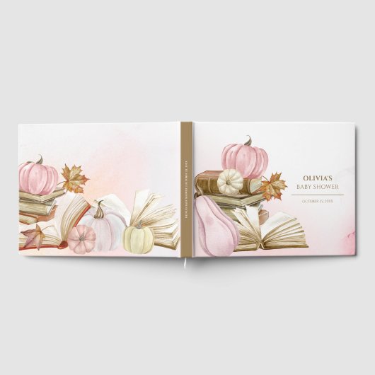Boek Thema Roze Pompoen Baby shower Gastenboek (Volledig)