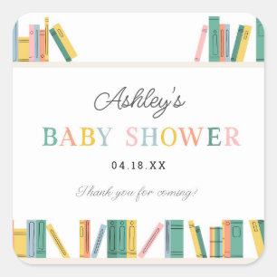 Boek Thema Storybook Baby shower Vierkante Sticker