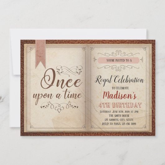 Boek thema verjaardagsfeestje uitnodiging (Voorkant)