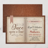 Boek thema verjaardagsfeestje uitnodiging (Voorkant / Achterkant)