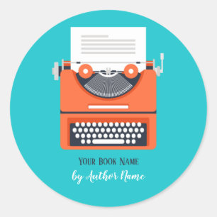 Boek Typewriter Auteur Ronde Sticker
