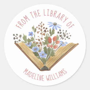 Boek uit de bibliotheek van het bladwijzer ronde sticker