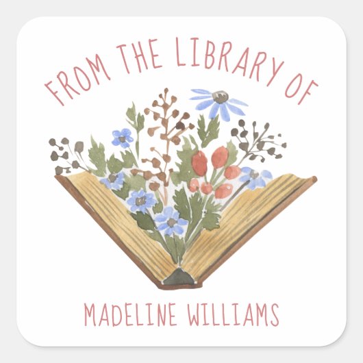 Boek uit de bibliotheek van het bladwijzer vierkante sticker (Voorkant)