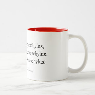 Boek valt van de stoel (Aeschylus) Tweekleurige Koffiemok
