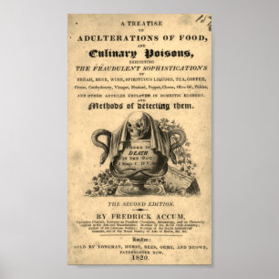 Boek van de culinaire gif van de 1820 antiek sched poster