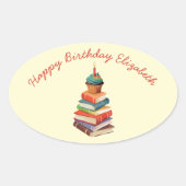 Boek Verjaardagsfeest Kinder Lezing Ovale Sticker (Voorkant)