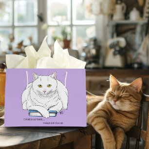 Boek White Cat Paarse Funny Groot Cadeauzakje
