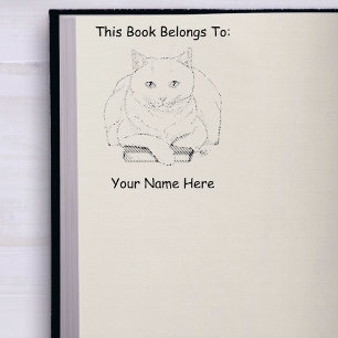 Boek White Cat Paarse Funny Rubberstempel