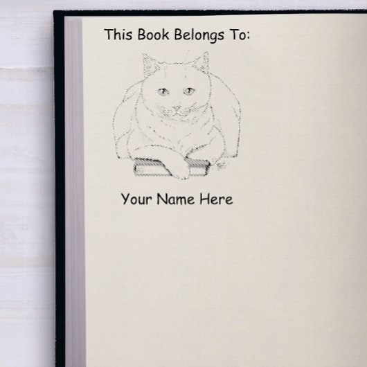 Boek White Cat Paarse Funny Rubberstempel