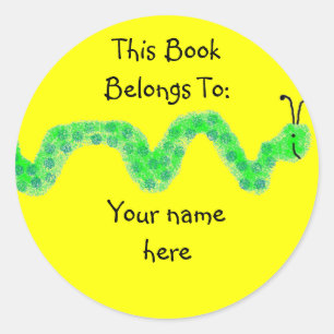 Boek Worm, Boek Bord Ronde Sticker