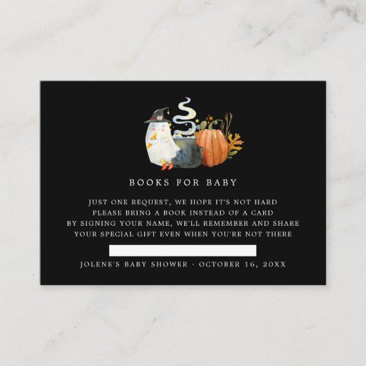 Boekaanvraag | Baby shower Halloween Ghost Informatiekaartje (Voorkant)