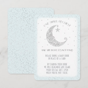 Boekaanvraag Moon Star Baby shower Silver Blue Kaart