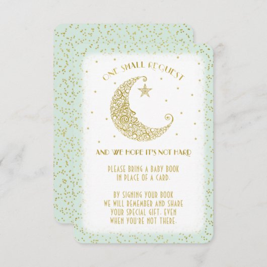 Boekaanvraag Twinkle Little Star Baby shower Mint Informatiekaartje (Voorkant / Achterkant)