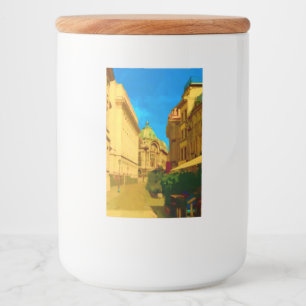 Boekarest City Digital Painting Voedselcontainer Etiket