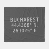 Boekarest Latitude Longitude Grey Fleece Deken (Voorkant (Horizontaal))