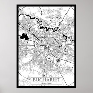 Boekarest Roemenië Kaart Poster