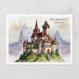 Boekarest Roemenië Oude Stad Aquarel Kunst Feestdagenkaart