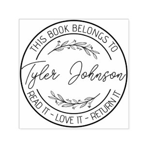 Boekbibliotheekbladboekje, stempel Aangepast flore