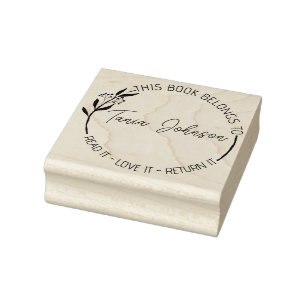 Boekbibliotheekbladboekplaat Aangepaste floraal in Rubberstempel