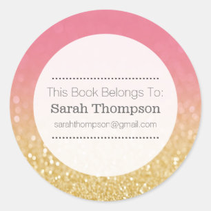 Boekbord Schoolnaam Stickers Gold Ombre Glitter