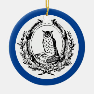 Boekbouwbord Owl Blauw Keramisch Ornament