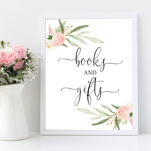 Boekcadeaus ondertekenen roze groen goud baby show poster