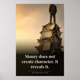 Boekcitaten over geld onthullen karakter Kunst Poster