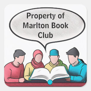 Boekclub Open Uitnodiging Aanpasbaar Vierkante Sticker