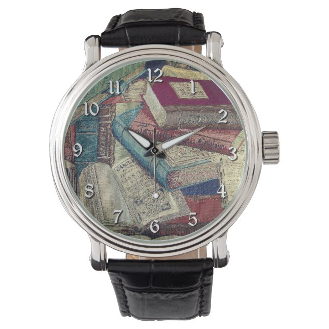  boeken achtergrond polshorloge horloge (Voorkant)