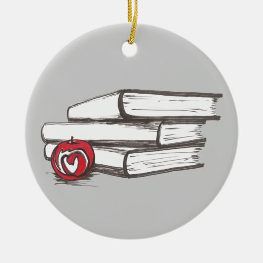 Boeken + Apple | bladwijzer Keramisch Ornament (Voorkant)