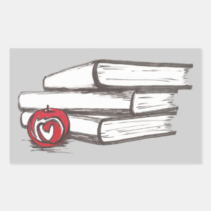 Boeken + Apple    Rechthoekige Sticker