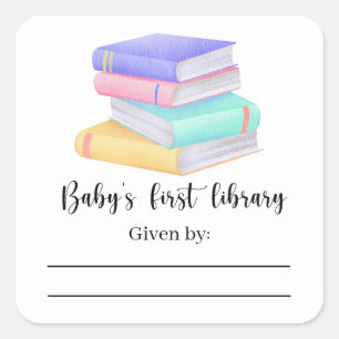 Boeken - Baby Shower-boekenlegger, boeken voor bab Vierkante Sticker