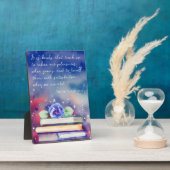 Boeken & Blauwe Bloem Waterverf Script Aangepaste  Fotoplaat (Zijkant)