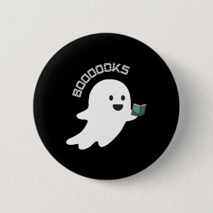Boeken Boo Ghost Lezen Grappige Halloween Boekenli Ronde Button 5,7 Cm