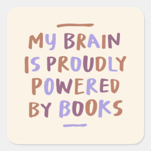 Boeken Brain Boekenwurm Hand Lettering Vierkante Sticker