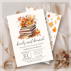 Boeken & Brunch Herfst Herfst Baby shower Uitnodig Kaart