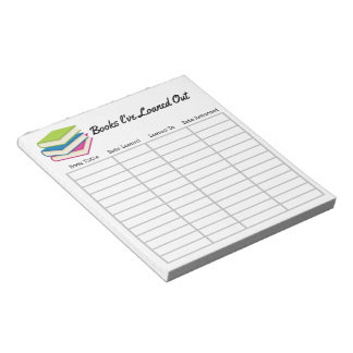 "Boeken die ik heb uitgeleend" Notitieblok