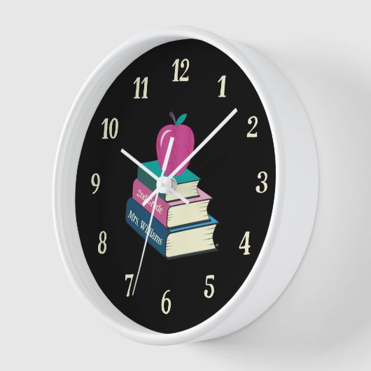 Boeken en Apple Personalized Classroom Wall Clock (Hoek)