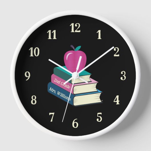 Boeken en Apple Personalized Classroom Wall Clock (Voorkant)
