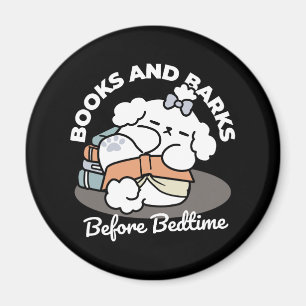 Boeken en blaffen - Schattige Sleepy Dog Reading D Magneet