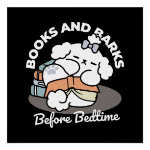 Boeken en blaffen - Schattige Sleepy Dog Reading D Perfect Poster